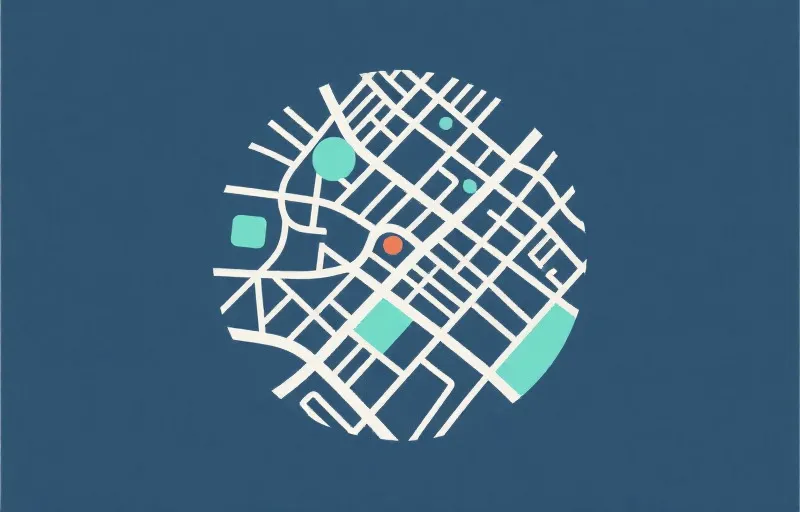 城市与海域的抽象地图示意